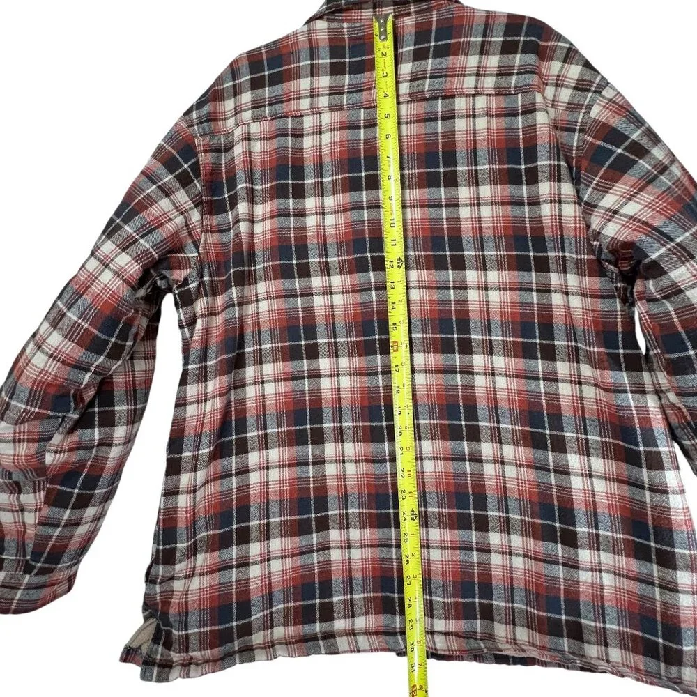 Cold Storage Mens Red Black Plaid Flannel Shirt Jacket Fleece Shacket XL Snaps